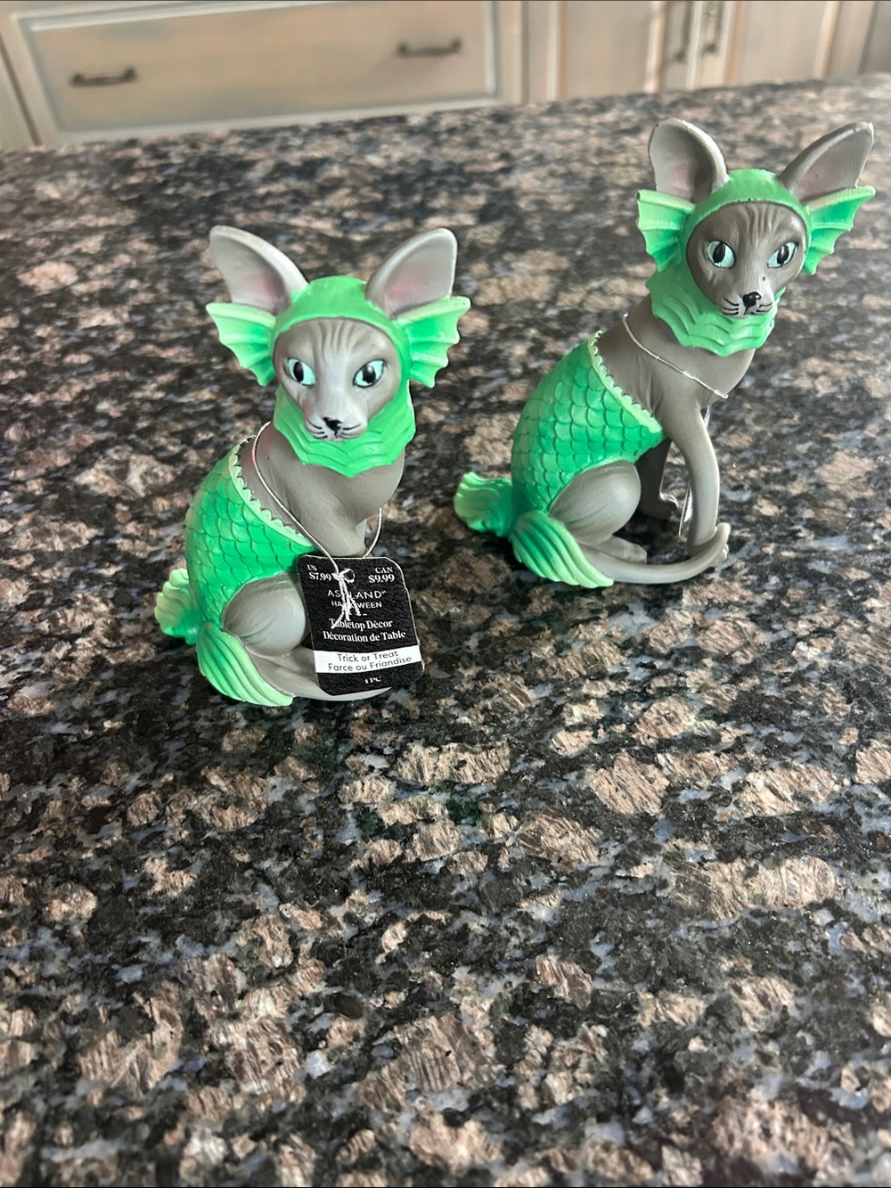ASHLAND HALLOWEEN SPHYNX CAT MERMAID FIGURINE LOT OF 2 NWT